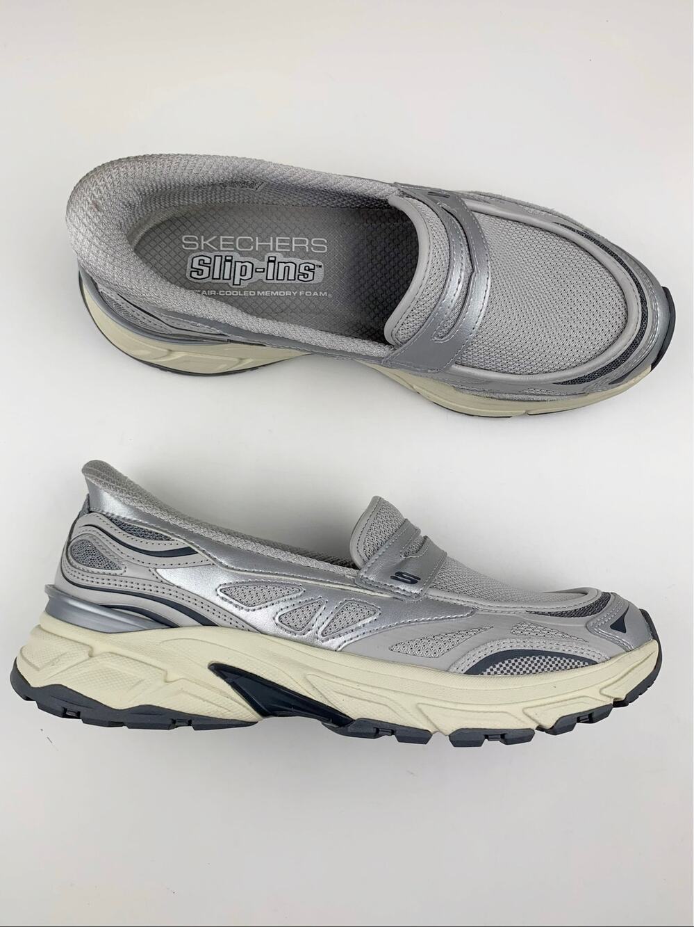 Skechers Sport Stamina Instant Icon Sneakers Casual Silver Slip On Women's 7.5